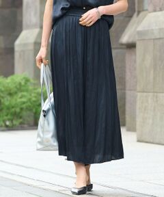 L size ONWARD(大きいサイズ) / エルサイズオンワード その他パンツ | 【ウエストゴム・長さ調整可・洗える】ビンテージサテン ガウチョパンツ