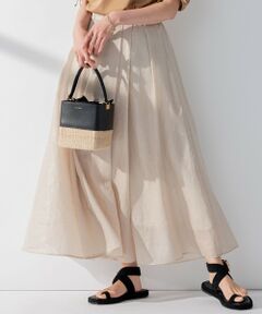 L size ONWARD(大きいサイズ) / エルサイズオンワード ミニ・ひざ丈スカート | 【洗える】グロッシーボイル タック スカート