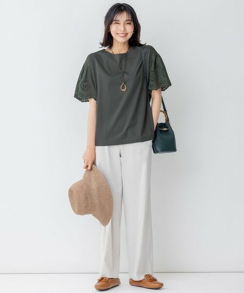 L size ONWARD(大きいサイズ) / エルサイズオンワード カットソー | 【洗える】スカラップエンブロイダリー カットソー | 詳細6