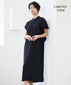 L size ONWARD(大きいサイズ) / エルサイズオンワード ロング・マキシ丈ワンピース | 【接触冷感・UVケア・防シワ・洗える】エステルダブルクロス ラッフルスリーブワンピース