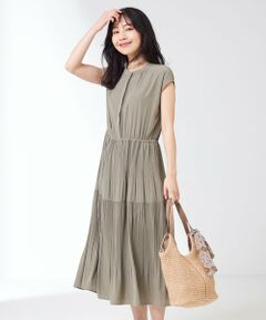 L size ONWARD(大きいサイズ) / エルサイズオンワード ロング・マキシ丈ワンピース | 【洗える】プリーツティアード ワンピース