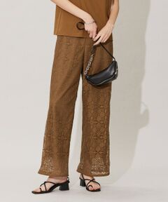 L size ONWARD(大きいサイズ) / エルサイズオンワード その他パンツ | 【洗える】タイルパターンレース ワイドストレートパンツ