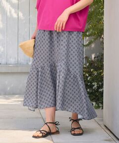 L size ONWARD(大きいサイズ) / エルサイズオンワード ミニ・ひざ丈スカート | 【洗える】アラベスクプリント スカート