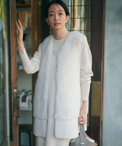 L size ONWARD(大きいサイズ) / エルサイズオンワード その他アウター | ECOPEL カーリーファーコンビ ジレ