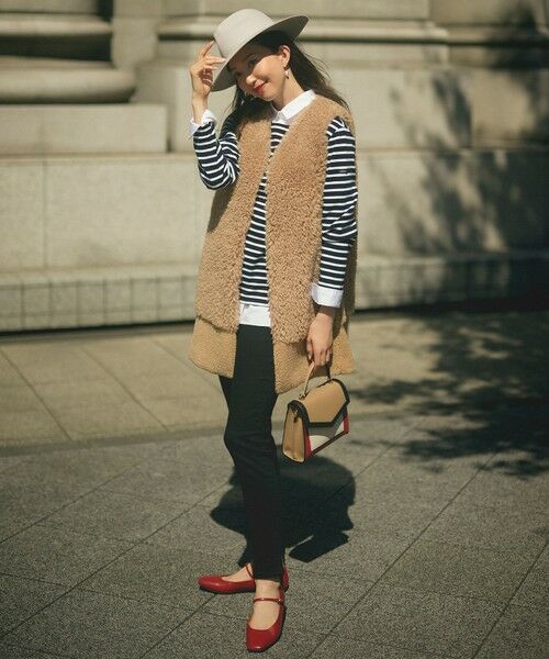 L size ONWARD(大きいサイズ) / エルサイズオンワード その他アウター | ECOPEL カーリーファーコンビ ジレ | 詳細9