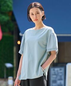 【WEB限定カラーあり】【UVカット・吸水速乾・洗える】ツイストプレーンラッフルスリーブ カットソー