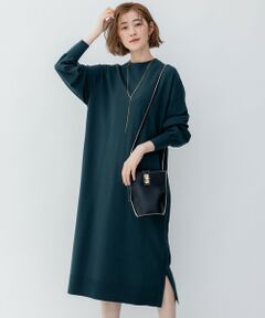 L size ONWARD(大きいサイズ) / エルサイズオンワード ミニ丈・ひざ丈ワンピース | 【洗える】ヴィスコースストレッチ ストレート ニットワンピース