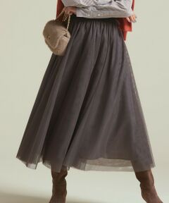 L size ONWARD(大きいサイズ) / エルサイズオンワード ミニ・ひざ丈スカート | 【洗える】ソフトチュール スカート