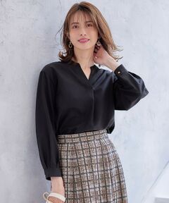 L size ONWARD(大きいサイズ) / エルサイズオンワード シャツ・ブラウス | 【AIコラボ】スタンドカラースキッパー ブラウス