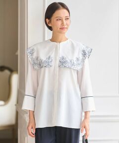 L size ONWARD(大きいサイズ) / エルサイズオンワード シャツ・ブラウス | 【2WAY・洗える】コードエンブロイダリー襟付き ブラウス