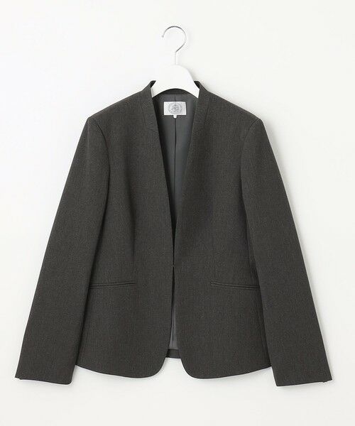 L size ONWARD(大きいサイズ) / エルサイズオンワード ノーカラージャケット | T/Rアルガンシルク ノーカラー ジャケット | 詳細2