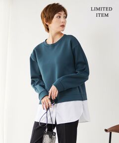 L size ONWARD(大きいサイズ) / エルサイズオンワード カットソー | 【WEB限定・洗える】 ヘヴィダンボール シャツコンビプルオーバー