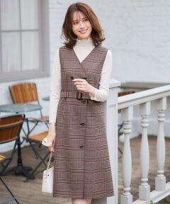 L size ONWARD(大きいサイズ) / エルサイズオンワード ロング・マキシ丈ワンピース | 【美人百花10月号掲載】リバーシブルチェックラップ ワンピース