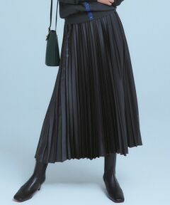 L size ONWARD(大きいサイズ) / エルサイズオンワード ミニ・ひざ丈スカート | 【洗える】レザーライク プリーツスカート