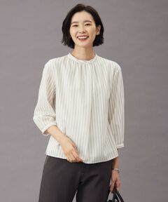 L size ONWARD(大きいサイズ) / エルサイズオンワード カットソー | TW ストライプ＆チェック カットソー