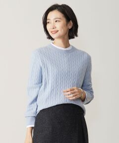 【洗える】WOOL BLEND AIR ケーブル ニット