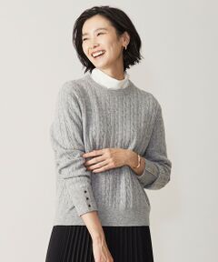 【洗える】WOOL BLEND AIR ケーブル ニット