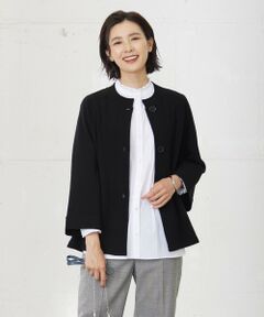 L size ONWARD(大きいサイズ) / エルサイズオンワード ノーカラージャケット | 【洗える】VIS/PE MILANO ニット ジャケット