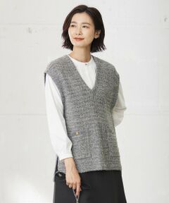 L size ONWARD(大きいサイズ) / エルサイズオンワード ベスト | 【洗える】TWEEDY ニット ベスト