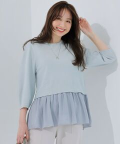 L size ONWARD(大きいサイズ) / エルサイズオンワード ニット・セーター | 【洗える】ファブリックコンビ ニット