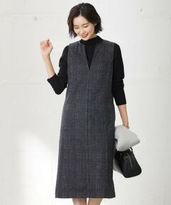 L size ONWARD(大きいサイズ) / エルサイズオンワード ロング・マキシ丈スカート | 【洗える】チェック ジャカード ジャンパースカート