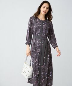 L size ONWARD(大きいサイズ) / エルサイズオンワード ロング・マキシ丈ワンピース | 【WEB&一部店舗限定】ハーバルフロープリント8分袖 ワンピース