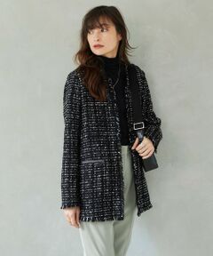 L size ONWARD(大きいサイズ) / エルサイズオンワード ノーカラージャケット | 【セットアップ着用可能】ロービングツイード ノーカラージャケット