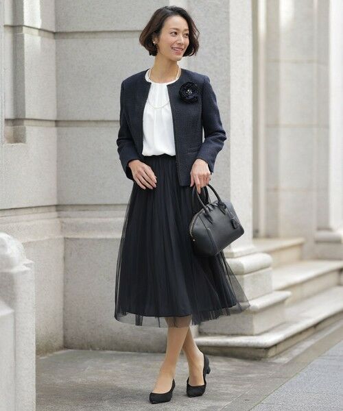 L size ONWARD(大きいサイズ) / エルサイズオンワード ノーカラージャケット | 【セットアップ対応】ファンシーツイード ノーカラー ジャケット | 詳細16