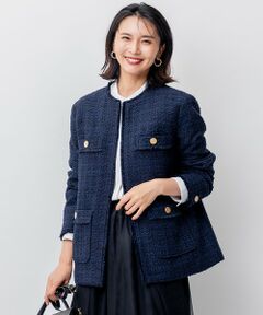 L size ONWARD(大きいサイズ) / エルサイズオンワード ノーカラージャケット | GIOLICA ツイード ジャケット