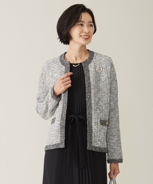 【WEB限定カラーあり・洗える】TWEED ニット ジャケット