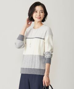 【洗える】WOOL BLEND AIR カラーブロック ニット