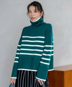 L size ONWARD(大きいサイズ) / エルサイズオンワード ニット・セーター | 【洗える】ウールミドルゲージ ボーダー ニット