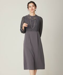 L size ONWARD(大きいサイズ) / エルサイズオンワード ドレス | 【洗える】Nobleコンビ ドレス