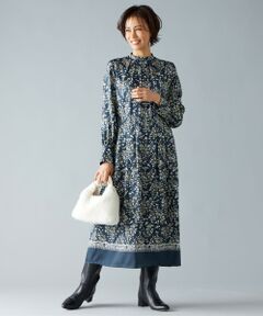 L size ONWARD(大きいサイズ) / エルサイズオンワード ロング・マキシ丈ワンピース | 【洗える】ERICAパネルプリント ワンピース