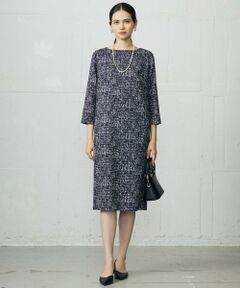 L size ONWARD(大きいサイズ) / エルサイズオンワード ロング・マキシ丈ワンピース | プリントジャガードストレッチ  ワンピース