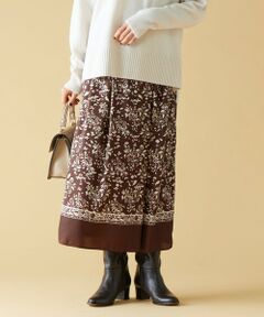 L size ONWARD(大きいサイズ) / エルサイズオンワード ミニ・ひざ丈スカート | 【ウエストゴム・洗える】ERICAパネルプリント スカート