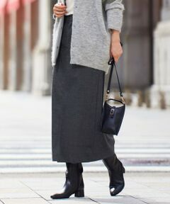 L size ONWARD(大きいサイズ) / エルサイズオンワード ミニ・ひざ丈スカート | ウールサキソニー スカート