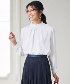 L size ONWARD(大きいサイズ) / エルサイズオンワード シャツ・ブラウス | 【洗える】バックサテンアムンゼン フリルカラー ブラウス