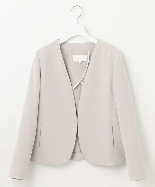 L size ONWARD(大きいサイズ) / エルサイズオンワード ノーカラージャケット | 【セットアップ対応・洗える】トリアセダブルクロスノーカラー ジャケット | 詳細4