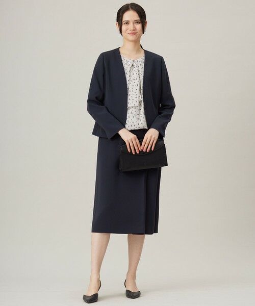 L size ONWARD(大きいサイズ) / エルサイズオンワード ノーカラージャケット | 【セットアップ対応・洗える】トリアセダブルクロスノーカラー ジャケット | 詳細6