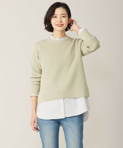 【WEB限定カラーあり・洗える】CLEAR COTTON BLEND サイドスリット ニット