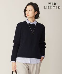 【WEB限定カラーあり・洗える】CLEAR COTTON BLEND サイドスリット ニット