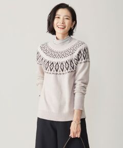 【洗える】FAIR ISLE ラウンドネック ニット