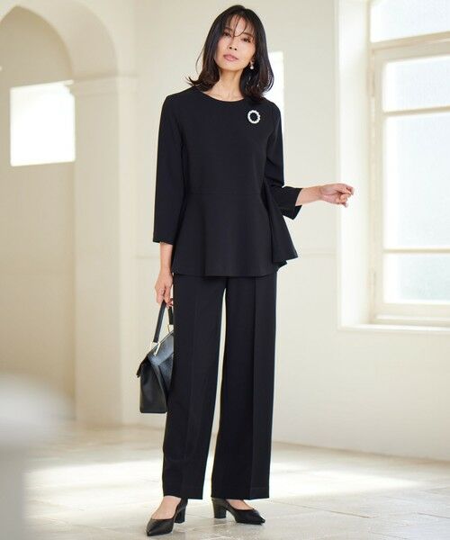 L size ONWARD(大きいサイズ) / エルサイズオンワード その他パンツ | 【VERY3月号掲載/セットアップ対応】トリアセダブルジョーゼット フルレングス パンツ | 詳細28