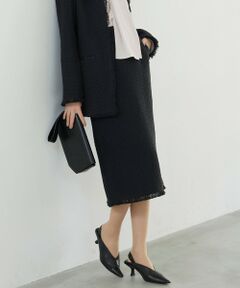 L size ONWARD(大きいサイズ) / エルサイズオンワード ミニ・ひざ丈スカート | 【セットアップ着用可能】ロービングツイード ナロースカート