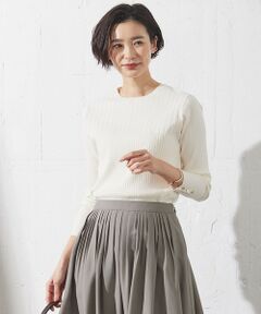 【洗える】RAYON STRETCH PLAIN クルーネック ニット