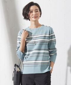 【洗える】RAYON STRETCH BORDER ボートネック ニット