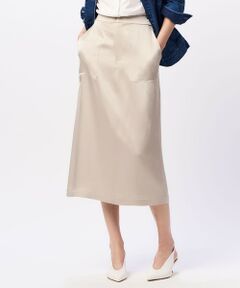 L size ONWARD(大きいサイズ) / エルサイズオンワード ミニ・ひざ丈スカート | ドレープサテン スカート