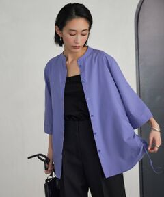 L size ONWARD(大きいサイズ) / エルサイズオンワード シャツ・ブラウス | 【洗える】コットンモダールローン バンドカラーシャツ