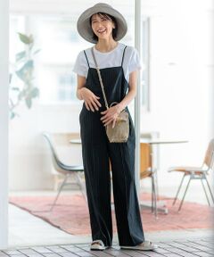 【CLASSY.6月号掲載/洗える】リネンレーヨンストレッチ サロペット